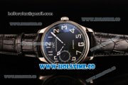IWC Portugieser Hand-Wound Asia 6497 Manual Winding Steel Case with Black Dial Black Leather Strap and White Arabic Numeral Markers
