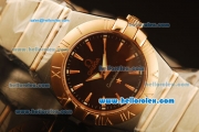 Omega Constellation Swiss Quartz Steel Case with Rose Gold Bezel and Brown Dial-Rose Gold Stick Markers