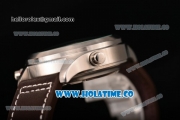 IWC Pilot's Watch Spitfire Chrono Miyota Quartz Steel Case with Brown Leather Strap White Dial and Arabic Numeral Markers