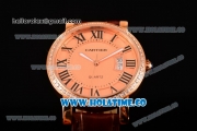 Cartier Rotonde De Miyota Quartz Rose Gold Case with Rose Gold Dial Diamonds Bezel and Black Roman Numeral Markers