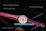 Rolex Cellini Time Asia 2813 Automatic Steel Case with White Dial Burgundy Leather Strap and Stick Markers