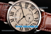 Cartier Rotonde De Asia Manual Winding Steel Case with White Dial and Black Roman Numeral Markers