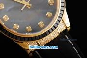 Rolex Datejust Automatic Movement ETA Coating Case with Black Diamond Bezel-Black Dial