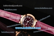 Cartier Ballon Bleu De Medium Chrono Miyota Quartz Rose Gold Case with Burgundy Dial and White Roman Numeral Markers