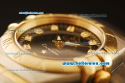 Omega Constellation Swiss Quartz Steel Case with Gold Bezel and Black Dial-Diamond Markers