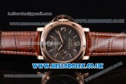 Panerai PAM 511 Luminor Marina 8 Days Oro Rosso Clone P.5000 Manual Winding Rose Gold Case with Brown Dial Brown Leather Strap and Arabic Number Markers (ZF)