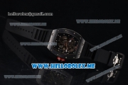 Richard Mille RM 055 Miyota 9015 Automatic PVD Case with Skeleton Dial and Dot Markers Black Rubber Strap