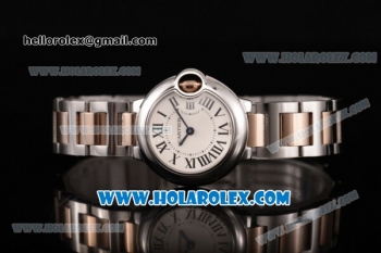 Cartier Ballon Bleu De Small Swiss Quartz Rose Gold/Steel Case with White Dial Two Tone Bracelet and Roman Numeral Markers