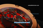 Hublot Big Bang Swiss Valjoux 7750 Automatic Movement Gold Case with Red Dial and Black Rubber Strap
