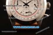 Rolex Explorer Chronograph Miyota OS20 Quartz Steel Case with White Dial and Brown Leather Strap