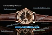 Patek Philippe Grand Complications Chrono Asia HT1035-Tourbillon Automatic Rose Gold Case with Black Leather Bracelet and Skeleton Dial