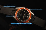 Omega Seamaster Planet Ocean Automatic Movement Steel Case with Black Dial and Orange Bezel-Black Rubber Strap