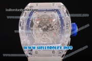 Richard Mille RM 56-01 Tourbillon Miyota 6T51 Manual Winding Sapphire Crystal Case with Skeleton Dial and Aerospace Nano Translucent Strap - Blue Inner Bezel