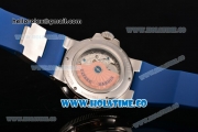 Ulysse Nardin Maxi Marine Automatic Movement Steel Case with Blue Dial and White Roman Numeral Marker-Blue Rubber Strap