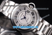 Cartier Ballon Bleu De Mideum Swiss Quartz Stainless Steel Case/Bracelet with White Dial and Roman Numeral Markers