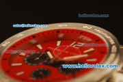 Ferrari Chronogaph Swiss ETA Quartz Full Steel with Red Dial and 7750 Coating