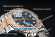 Rolex Yacht-Master Clone Rolex 3135 Automatic Rose Gold Case Black Dial Dots Markers and Two Tone Bracelet -1:1 Original