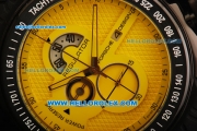 Porsche Design Regulator Chronograph Miyota Quartz Movement PVD Case with Yellow Dial and Black Rubber Strap