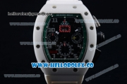 Richard Mille RM 011 Felipe Massa Chronograph Swiss Valjoux 7750 Automatic Ceramic PVD Case with Green and Black Dial Arabic Numeral Markers and White Rubber Strap