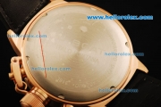 U-Boat Italo Fontana Chronograph Miyota Quartz Movement Rose Gold Case with White Dial and Black Leather Strap
