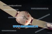 Cartier Ballon Bleu De Citizen Automatic Steel Case White Dial Roman Numeral Markers and Rose Red Genuine Leather Strap