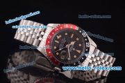 Rolex GMT Master Vintage Asia 2813 Automatic Full Steel with Black/Red Bezel and Black Dial