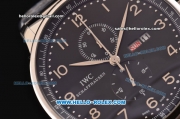 IWC Portuguese Chrono Japanese Miyota OS10 Quartz Stainless Steel Case with Stainless Steel Strap and Black Dial