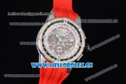 Richard Mille RM60-01 Asia Automatic Steel Case with Skeleton Dial Red Rubber Strap and Stick/Arabic Numeral Markers