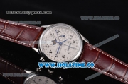 Longines Master Collection Chronograph Swiss Valjoux 7750 Automatic Movement Steel Case with White Dial and Leather Strap