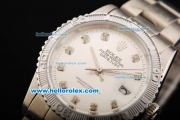 Rolex Datejust Automatic with White Dial and Diamond Marking-Men Size