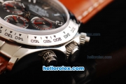 Rolex Daytona Swiss Valjoux 7750 Automatic Movement Black Dial with Numeral Markers and Brown Leather Strap