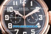 Zenith Heritage Pilot Ton-up Miyota Automatic Rose Gold Case with Black Dial and Brown Leather Strap Arabic Numeral Markers