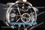 Cartier Calibre de Cartier Diver Asia ST16 Automatic Steel Case with Black Dial Roman Markers and Black Rubber Strap