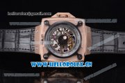 Hublot Masterpiece MP 08 Antikythera Sunmoon Asia 2813 Automatic Rose Gold Case Skeleton Dial Black Leather Strap and White/Rose Gold Markers