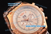 Breiting for Bentley Big Date Automatic Movement Rose Gold Case with White Dial and Rose Gold Strap