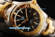 Tag Heuer Link 200 Meters Swiss Quartz Movement Black Dial with Gold Stick Markers and Two Tone Strap