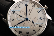 IWC Portuguese Chronograph Quartz Movement Steel Case with White Dial and Blue Hands