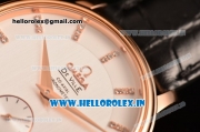 Omega De Ville Co-Axial Swiss ETA 2824 Automatic Rose Gold Case with Diamonds Markers Silver Dial and Black Leather Strap
