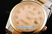 Rolex Datejust Automatic Movement Two Tone with Diamond Markers and Gold Dial