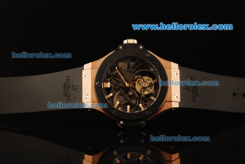 Hublot Big Bang Skeleton Swiss Tourbillon Manual Winding Movement Rose Gold Case with Black Rubber Strap