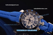 Gaga Milano Chrono 48 Miyota OS20 Quartz PVD Bezel with Silver Dial and Blue Numeral Markers