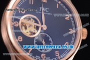 IWC Portugueser Tourbillon Hand-Wound Asia 2813 Automatic Rose Gold Case with Black Dial Black Leather Strap and Arabic Numeral Markers