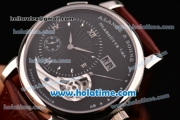 A.Lange&Sohne Lange 1 Tourbillon Asia Automatic Stainless Steel Case with Brown Leather Bracelet and Black Dial