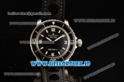 1:1 BlancPain Fifty Fathoms Chronograph 9015 Automatic Steel Case with Black Dial Arabic Numeral Markers and Genuine Leather Strap