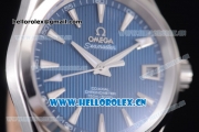 Omega Seamaster Aqua Terra 150 M Co-Axial Clone 8500 Automatic Steel Case with Blue Dial Stick Markers and Blue Leather Strap (EF)