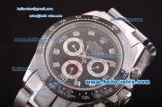 Rolex Daytona Automatic 7750 Coating Steel Case and Strap with Black Dial - Diamond Hour Markers