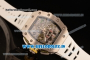 Richard Mille RM11-03 Swiss Valjoux 7750 Automatic Steel Case Skeleton Dial With Arabic Numeral Markers White Rubber Strap(KV)