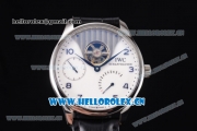 IWC Portuguese Tourbillon Asia ST25 Automatic Steel Case with White Dial Arabic Numeral Markers and Black Leather Strap