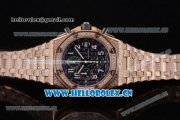 Audemars Piguet Royal Oak Offshore Seiko VK67 Quartz Rose Gold/Diamonds Case with Black Dial and Arabic Numeral Markers