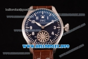 IWC Big Pilot "Markus Buhler" Asia 6497 Manual Winding Steel Case with Blue Dial Arabic Number Markers and Brown Leather Strap - 1:1 Original (KW)